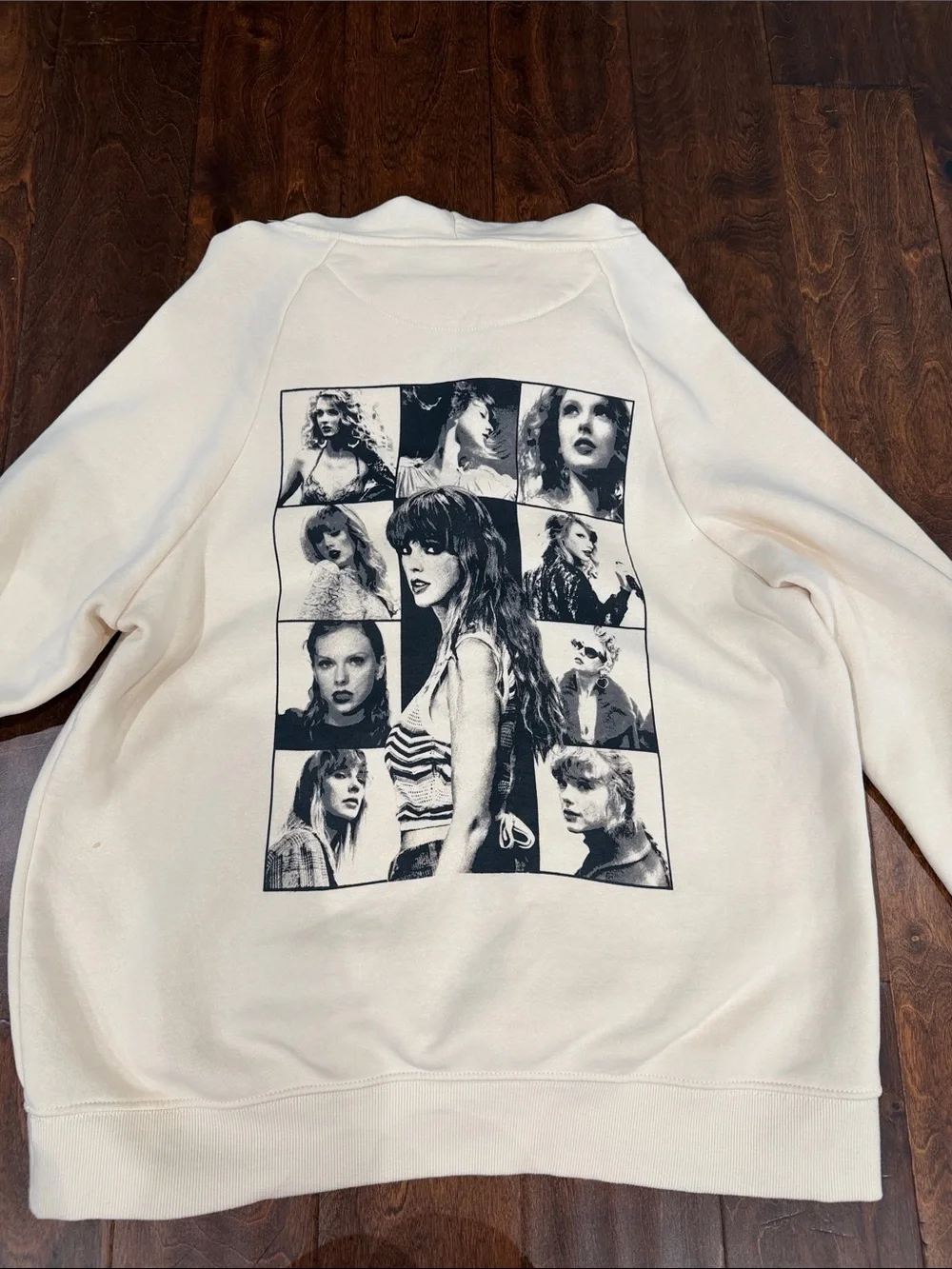 Taylor Swift Eras Tour Cream Crewneck Hoodie with Black Logo - Picture 3 of 3